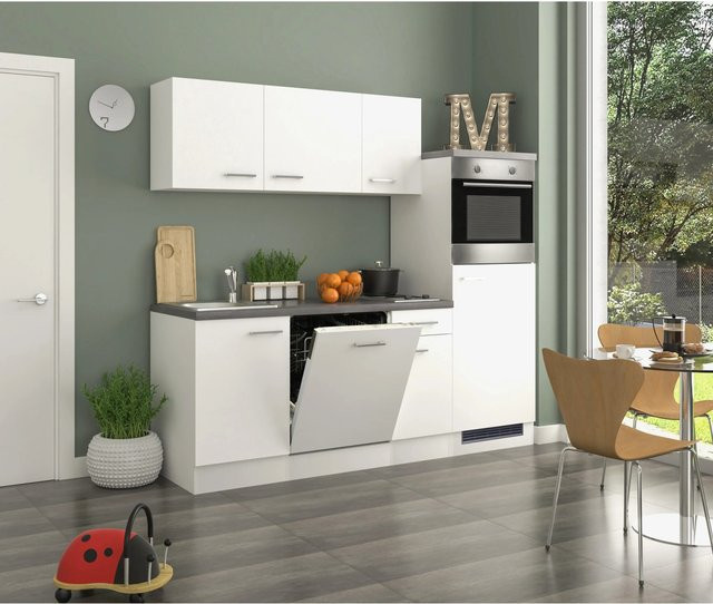 Flex-Well Exclusiv Küchenzeile Joelina, Weiß matt, Breite: 210 cm, Tiefe: 60 cm - Bild 1