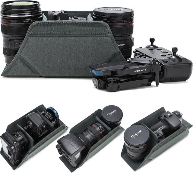 QISEMIAN Digitalkameratasche für DSLR in Grau, stoßfeste Aufbewahrungstasche mit dicker Innenfütterung und unterteilten Fächern - Bild 1