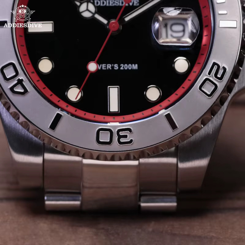 ADDIESDIVE Herren-Taucheruhr, Quarz, Edelstahl, Keramiklünette, 20 ATM, Schwarz - Bild 3