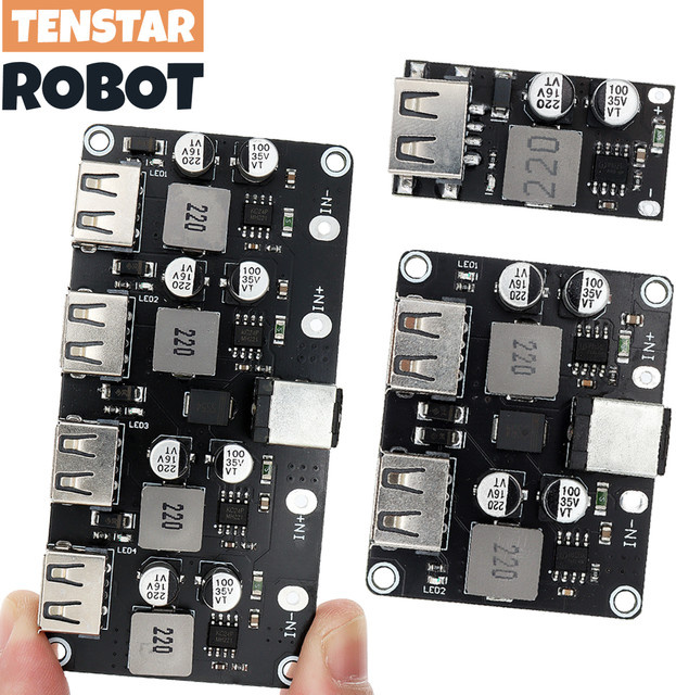 TENSTAR ROBOT KC24 USB DC-DC Buck Converter Step Down Modul für Schnellladung QC3.0 QC2.0, Schwarz - Bild 1