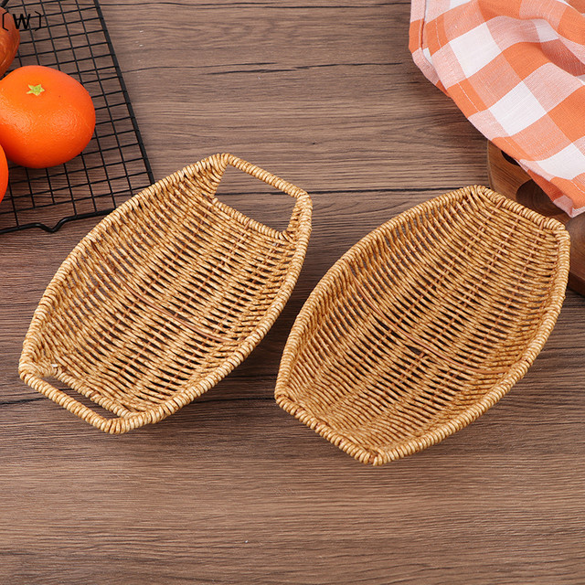 ómW zas Rattan-Aufbewahrungstablett in Braun für Obst, Brot und Kosmetika - Bild 1