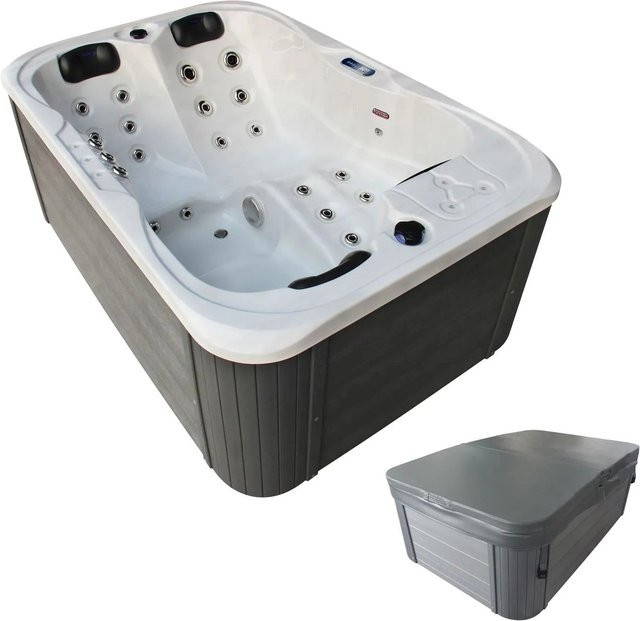 TroniTechnik Outdoor Whirlpool Spa TINO PRO mit Isolierung, Weiß Silber Marmoriert, Heizung und Hydromassage, B/T/H: 195 x 127 cm - Bild 2