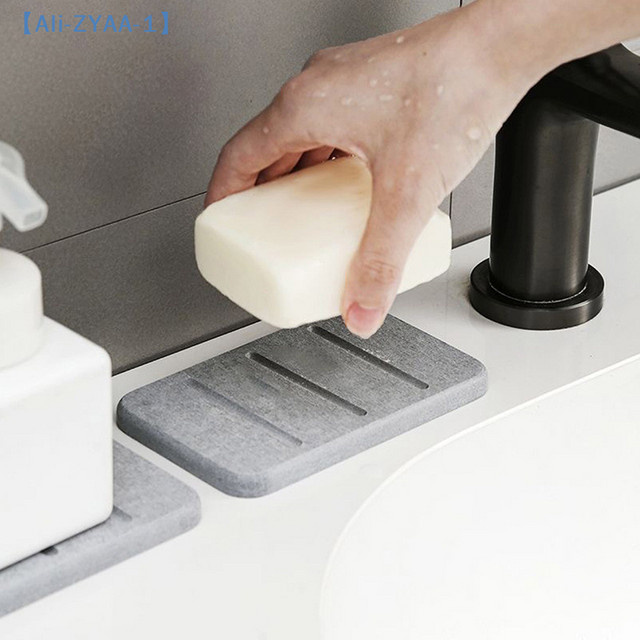 JETTING Seifenschale aus Kieselalgen-Schlamm, saugfähige Seifenmatte für das Badezimmer, rechteckiger Seifenhalter in Weiß und Grau - Bild 1