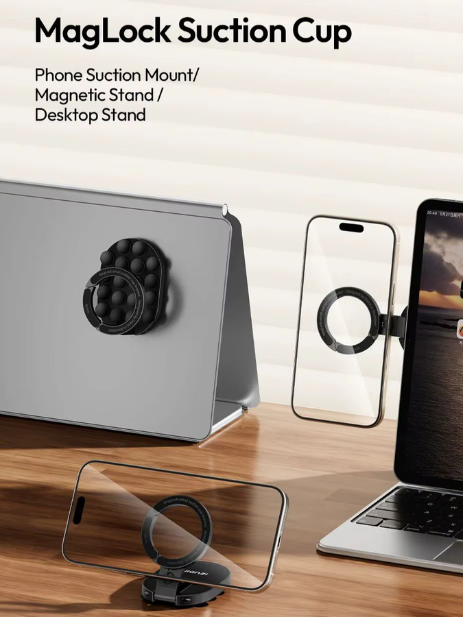 Ulanzı MA39 MagLock Magnetischer Saugnapf-Telefonhalter Desktop-Ständer in Schwarz für iPhone und Android - Bild 7