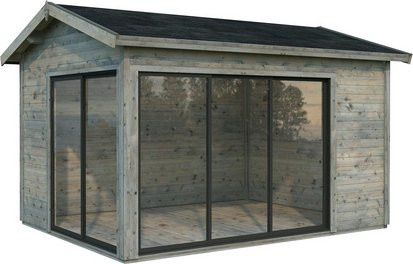 Palmako Gartenhaus Amanda Slide aus Fichtenholz in Grau mit Satteldach, B/T/H: 434 x 340 x 280 cm - Bild 3