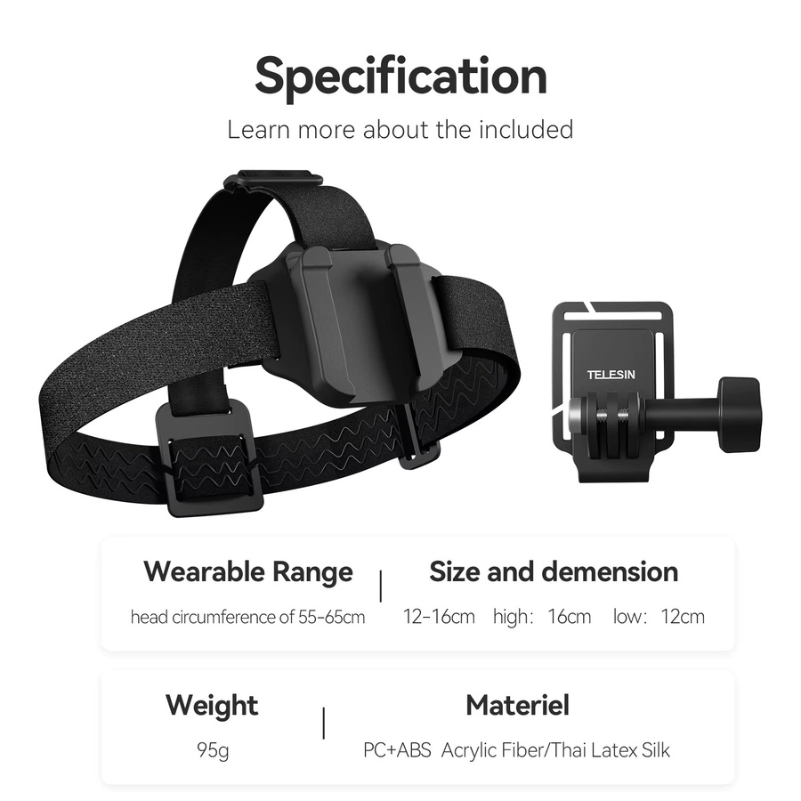 TELESIN 2 in 1 Kopfband Hutclip in Schwarz für GoPro Hero 13 12 11 10 9 8 sowie Insta360 und DJI OSMO Action Zubehör - Bild 6