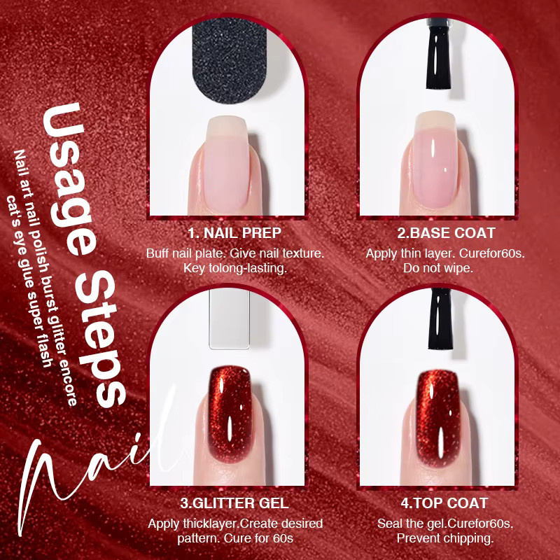 Kaniu Cat Eye Gel Kit Nagellack, Rot, 9 Farben - Bild 4