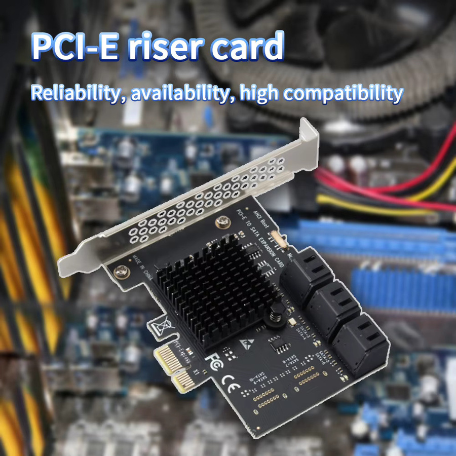 ALLOYSEED PCI-E 1X zu SATA 3.0 6 Port Controller Card RAID Adapter in Schwarz - Bild 2