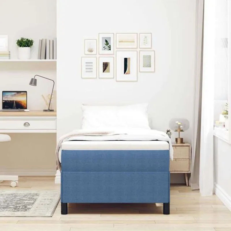 Modernes Polsterbett Vidaxl aus Cordstoff in Blau, B/T/H: 90 x 200 cm - Bild 1