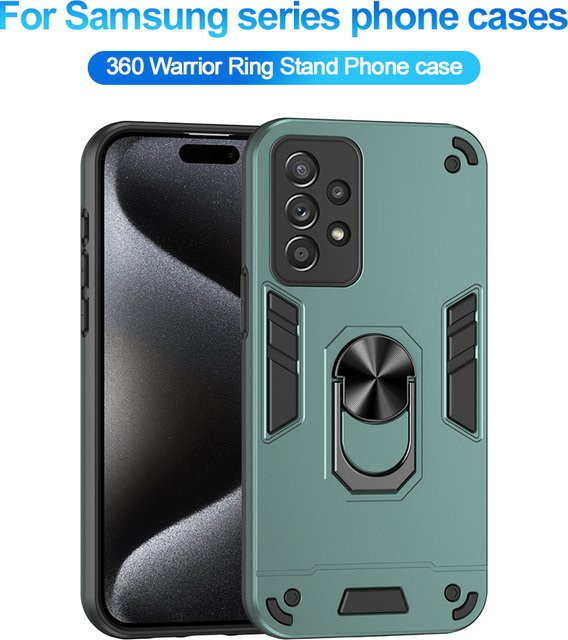 Stoßfeste magnetische Handyhülle für Samsung Galaxy Modelle mit Metallring in Schwarz und Grün - Bild 1