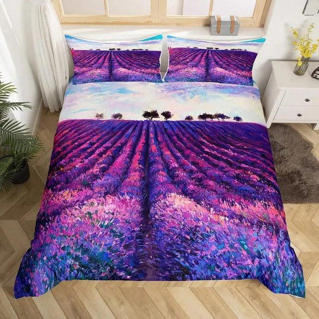 Your Warm Home Bettwäscheset Lavendel mit Blumenmuster, Lila, 2-teilig aus Polyester, B/H: 135 x 200 cm mit 2 Kissenbezügen 50 x 70 cm - Bild 1