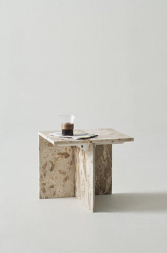 Jotex Beistelltisch MELETO in Beige mit Marmor-Optik, modern und quadratisch, B/T/H: 40 x 40 x 45 cm - Bild 1