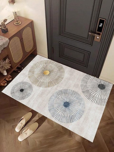 Binchi Furniture Wohnzimmerteppich Blau Ombre Graffiti mit geometrischem Design, B/B: 40 x 60 cm - Bild 1