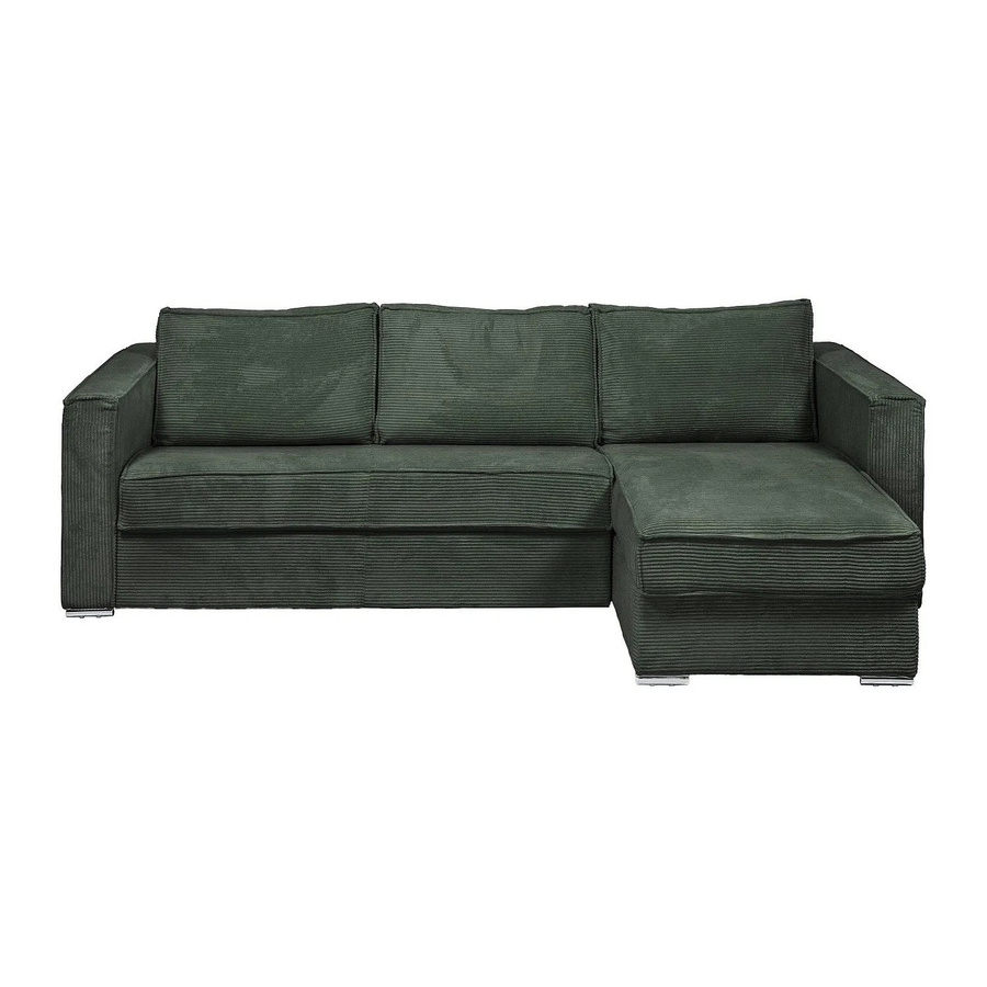Vente-unique Schlafsofa Loreto in Tannengrün mit L-Form und Polsterung, Breite: 278 cm - Bild 2
