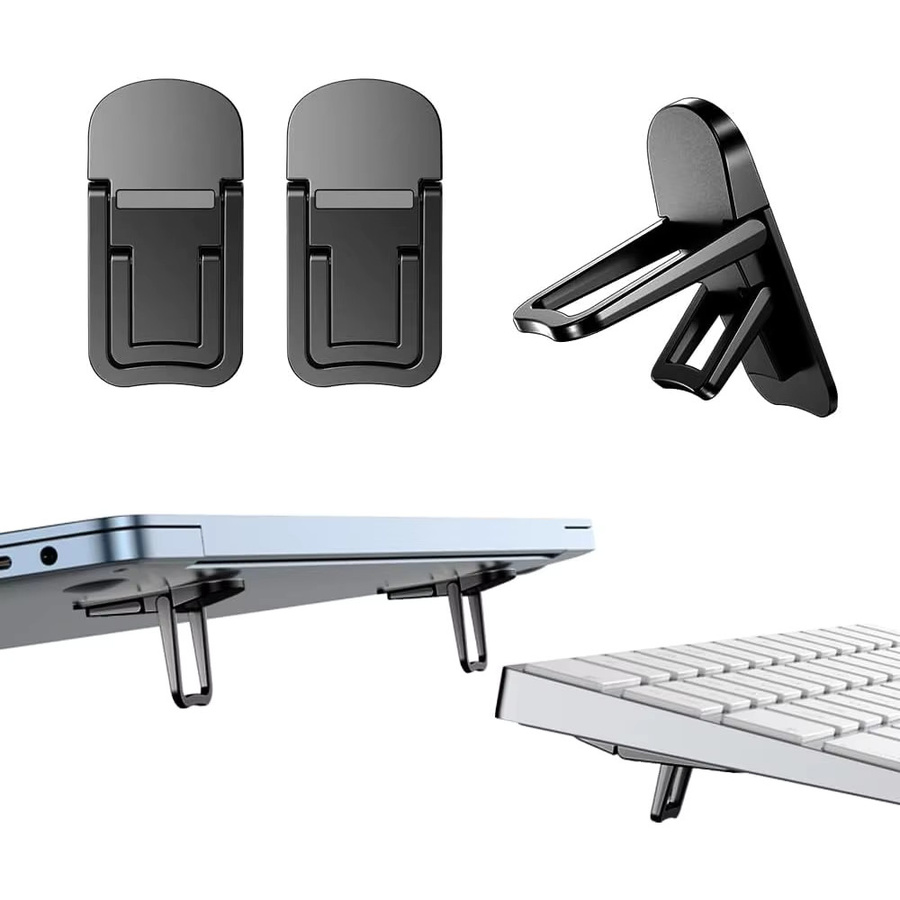 2/4er Set Faltbarer Laptop Stand Schwarz, Verstellbarer Notebook Riser zur Kühlung, Universelle Halterung für Laptop und Tablet - Bild 2