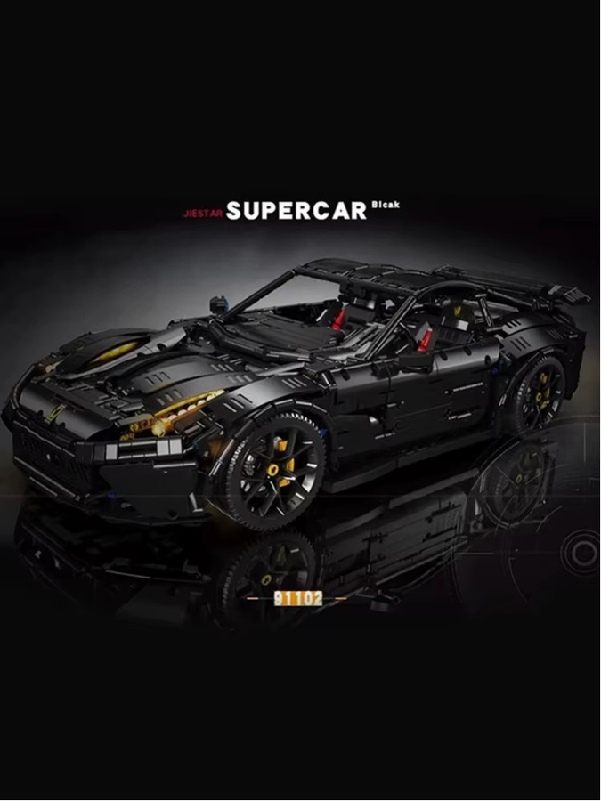 barweer Luxusauto Supersportwagen, Klemmbausteine, 3097 Teile, Schwarz - Bild 1