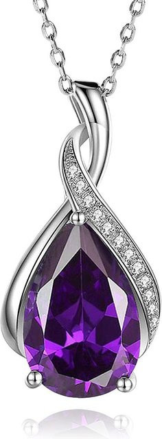 YIRAN Jewelry Halskette, Birnenförmiger Zirkonia Anhänger, Kupfer, Silber, Damen - Bild 1