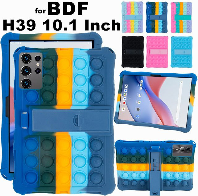BDF H39 Schutzhülle für 10,1 Zoll Android Tablet mit einstellbarem Stand und weichem Silikon in Schwarz und Multicolour - Bild 1