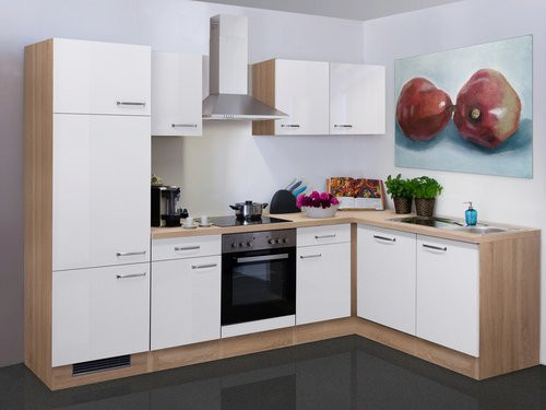 Flex-Well Winkelküche VALERO mit Einbaugeräten in Weiss, Breite: 280 cm - Bild 1