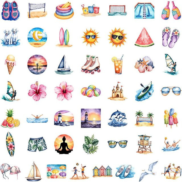 50 Stück Sommer Sport Graffiti Aufkleber Multicolor DIY Dekoration für Gepäck und Schreibwaren von RecordingYourLife Store - Bild 1