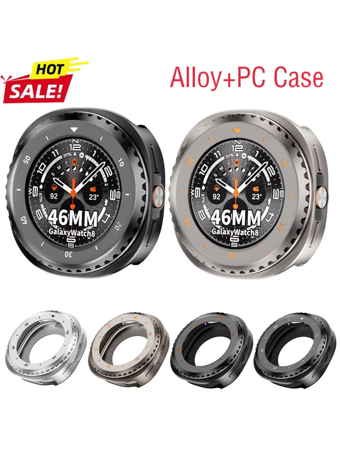 CHIICSMART Schutzhülle für Samsung Galaxy Watch 8, Alloy+PC-Gehäuse, Black White - Bild 5