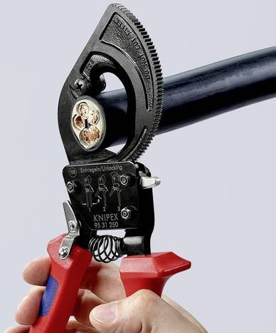 Knipex Ratschen-Kabelschneider für Alu- und Kupferkabel in Rot - Bild 1