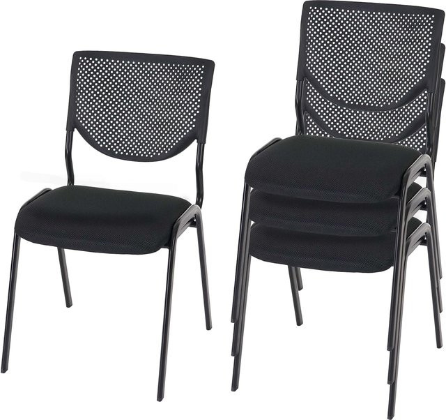 MCW 4er-Set stapelbare Besucherstühle T401 mit schwarzem Textilsitz und schwarzen Füßen - Bild 1