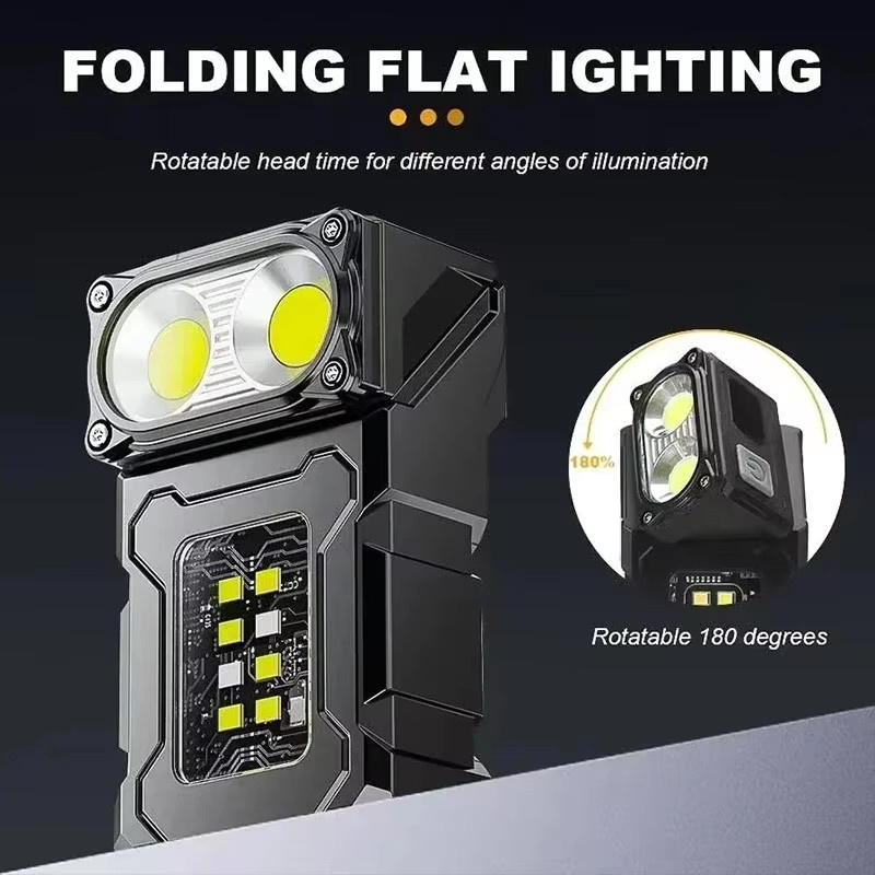 NEWBIRTH LED-Schlüsselanhänger-Taschenlampe in Schwarz mit 500 lm, wiederaufladbare USB-Arbeitslaterne mit Magnet und Digitalanzeige - Bild 5
