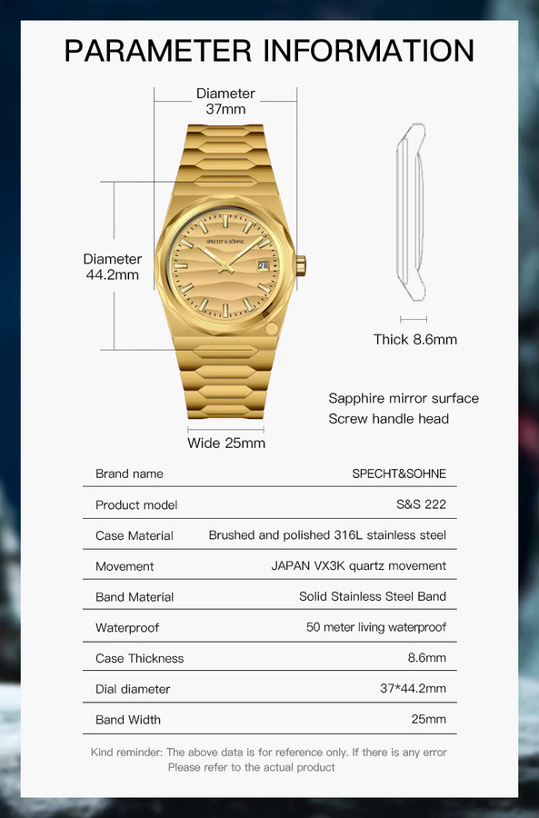 Specht & Söhne Armbanduhr, Gold, Edelstahl, Quarz, 37 mm, Herren - Bild 2