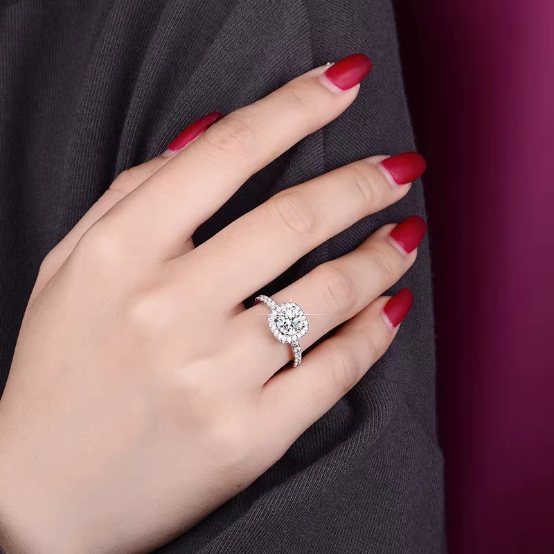 DWJ Verlobungsring, 925 Silber, Moissanite, Damen - Bild 2