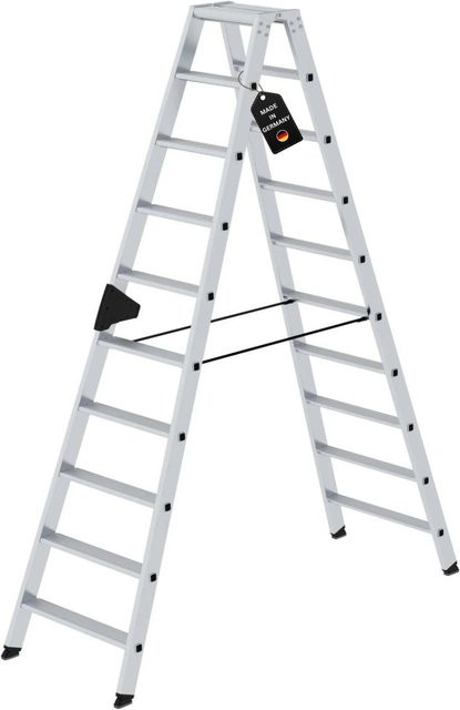 PROREGAL Stufen-Stehleiter beidseitig begehbar 2 x 10 Stufen in Silber - Bild 1