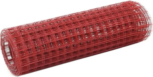 vidaXL Drahtzaun aus Stahl mit PVC-Beschichtung in Rot, Breite: 25 m, Höhe: 0,5 m - Bild 1