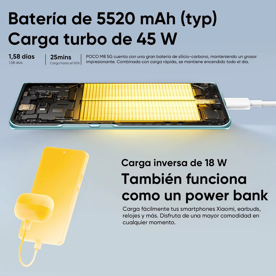 POCO M8 5G Smartphone Globale Version mit Snapdragon 6 Gen 3, 6,77 Zoll Flow AMOLED Display, 50MP Hauptkamera, 5520mAh Akku, NFC, 512 GB, Green/Multicolour - Bild 4