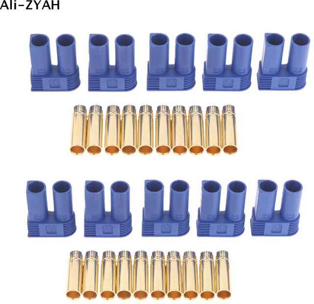 JETTING EC5 Steckverbinder-Set, Männlich und Weiblich, Vergoldete Bananenstecker, Blau, 10-teiliges Set - Bild 1