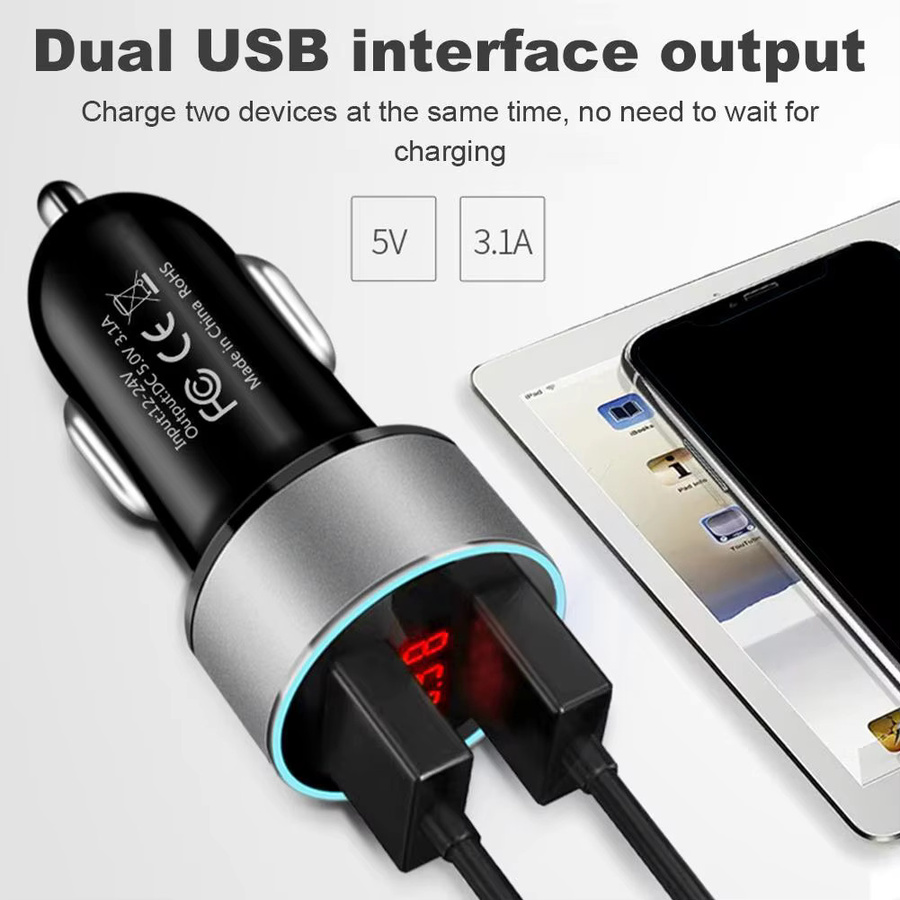 Dual USB Auto Ladegerät mit USB Typ C und 3,1 A Schnellladefunktion für iPhone und Samsung - Bild 5