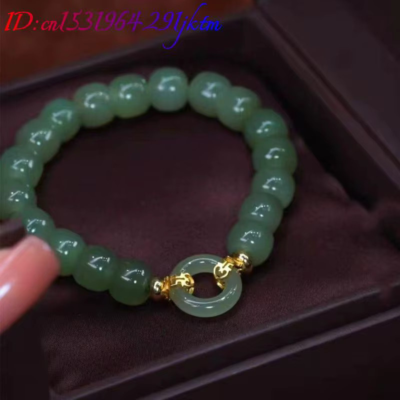MC Ring, Grüner Jade, Achat, Messing, Gold, Damen, Vintage - Bild 3