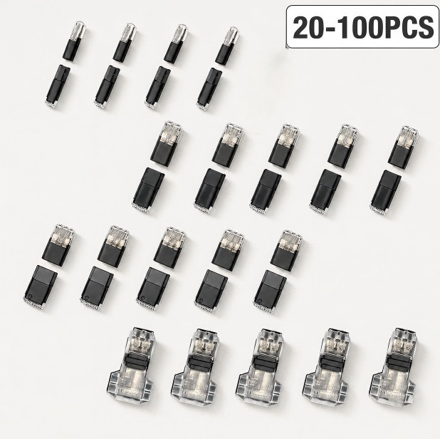 YJCAL 2-Pin Schnellverbinder Kabelstecker Set für Auto-LED und Niederspannungs-Verkabelung ohne Abisolieren - Bild 1