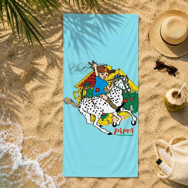 Pippi Langstrumpf Handtuch aus Mikrofaser, blau, B/H: 35 x 60 cm - Bild 1