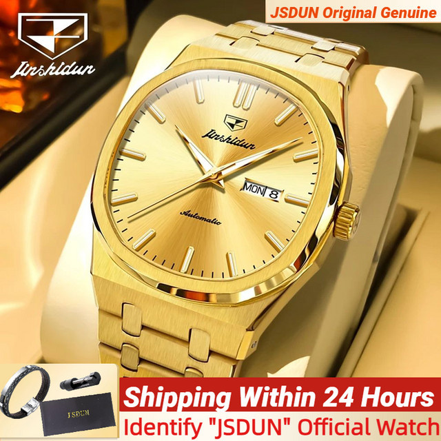 JSDUN Armbanduhr Gold, Automatik, Edelstahl, Herren - Bild 1