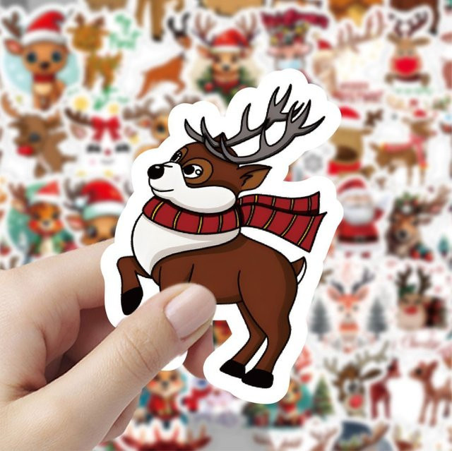 60 Stück Weihnachts-Rentier-Aufkleber in Multicolour von AufnahmeYourLife Store zur festlichen Dekoration - Bild 1