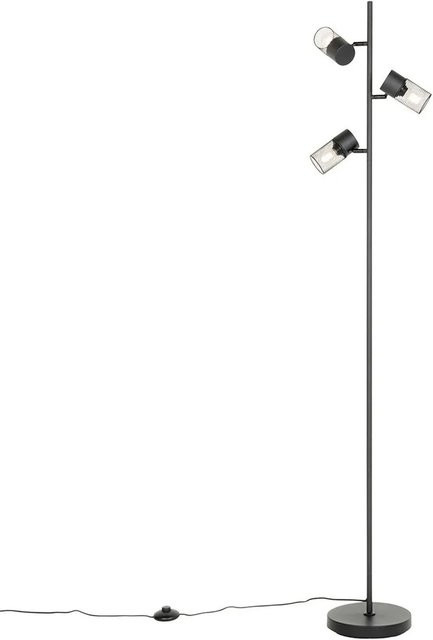 QAZQA Industrielle Stehleuchte Jim in Schwarz aus Stahl, 3-flammig, dimmbar, E14, Höhe: 160 cm, Breite: 30,5 cm, Tiefe: 22 cm - Bild 1