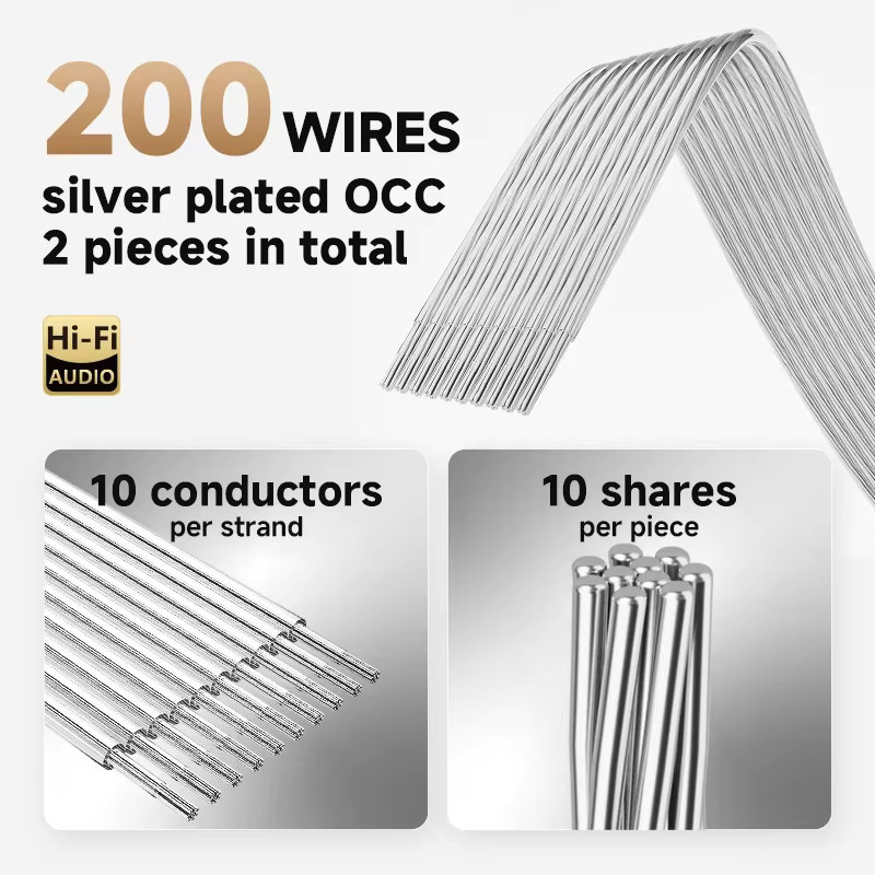 TODN Hifi 1 Paar 7N OCC versilberte Audio-Lautsprecherkabel mit vergoldeten Bananen- und Y-Steckern in Silber - Bild 2