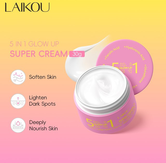 LAIKOU Glow Up Gesichtscreme mit Vitamin C und Kollagen, 30g - Bild 1