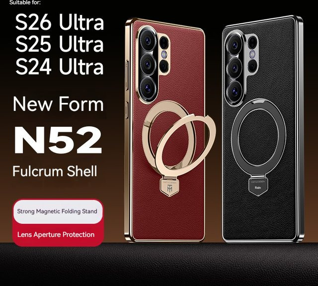 Magnetische Business-Lederhülle für Samsung Galaxy S26 Ultra in Schwarz mit Metallhalterung und kabelloser Ladefunktion - Bild 1