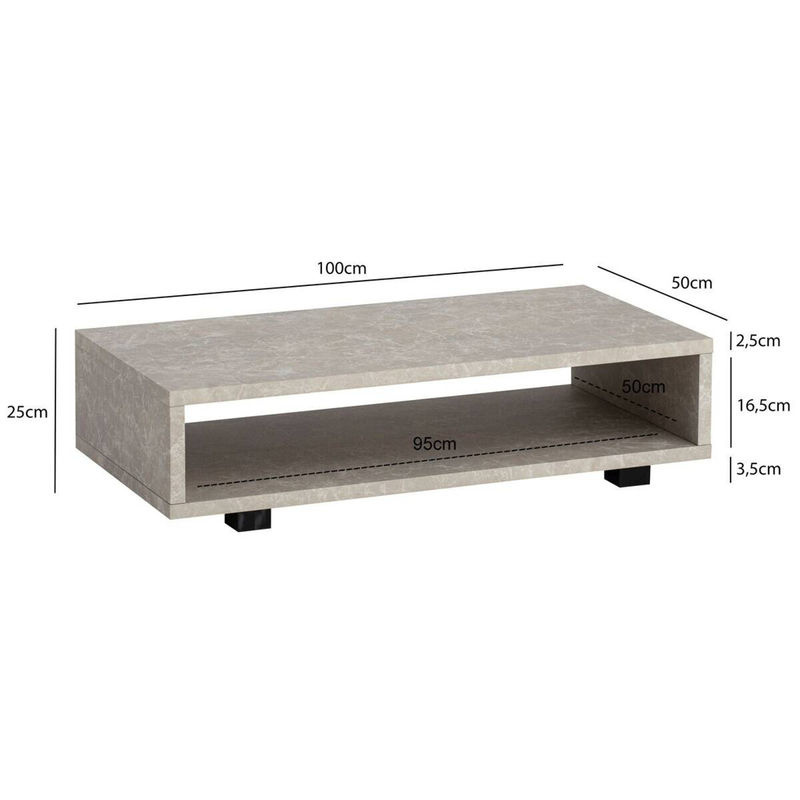 Moderner Couchtisch in Sand, rechteckig, B/H/T: 100 x 25 x 50 cm - Bild 3