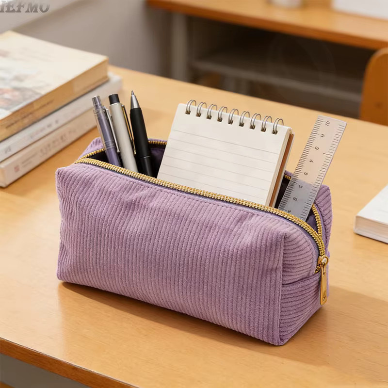 IEFMO Reise-Toilettentasche aus Cord in Pink mit großer Kapazität für Make-up und Kosmetik - Bild 1