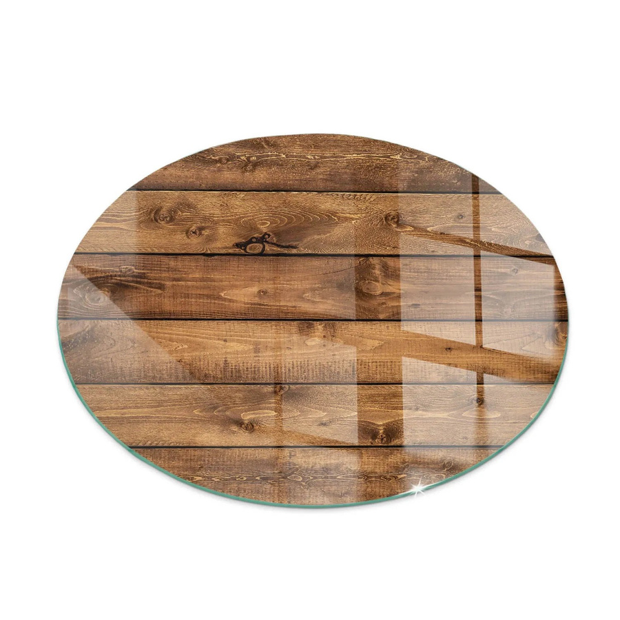 Tulup Runde Glasplatte für Kaminöfen mit Holzmaserung in Braun, Durchmesser: 70 cm - Bild 2