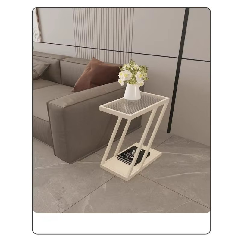 Changhong Glas-Beistelltisch für Wohnzimmer und Schlafzimmer mit abnehmbaren Regalen, rechteckig und matt, in Schwarz, Weiß oder Transparent - Bild 2