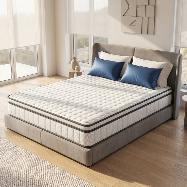 Anajqaqia Taschenfederkernmatratze mit atmungsaktivem Schaumstoff, Weiß, B/T: 140 x 190 cm, Höhe: 25 cm - Bild 1