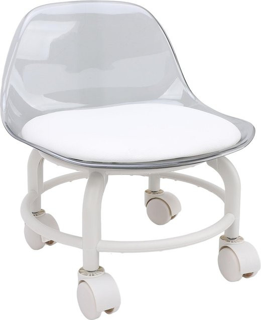 Aimo Rollhocker mit Rückenlehne und Rollen in Transparent, moderner Mini Rollersitz aus Kunststoff - Bild 1